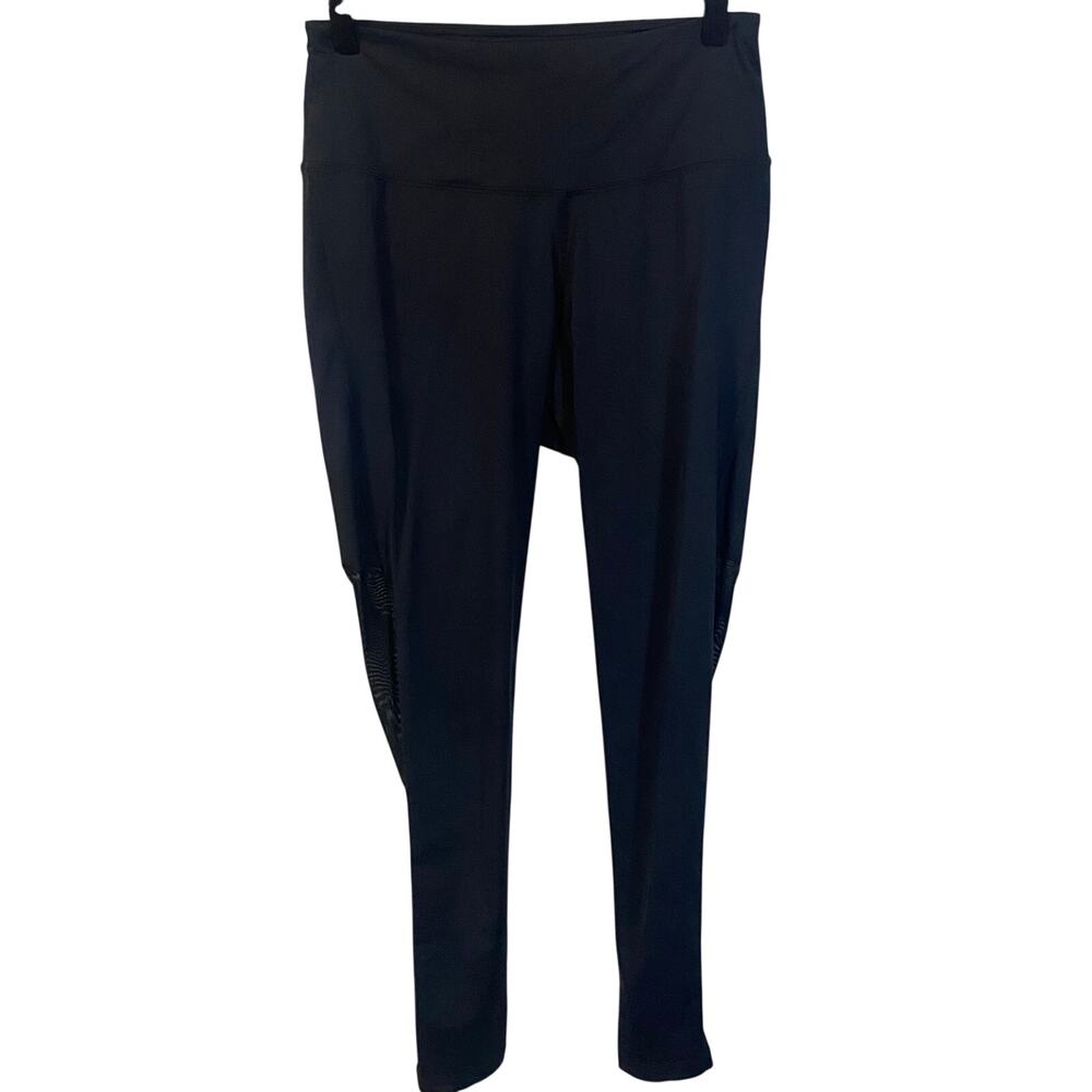 Varley Mesh Panel Black Ankle 7/8 Length Leggings High Waisted Sz M Workout Yoga